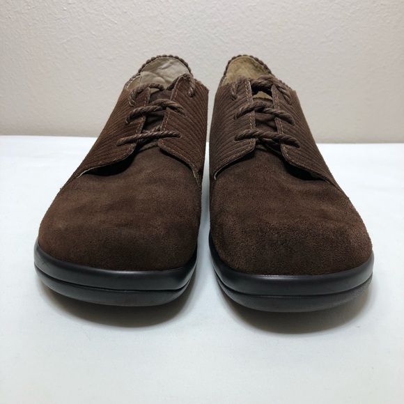 Alegria Pyper Capt Suede & Vertical Corduroy Rib Brown Platform Shoes 38 = 8-8.5 - Picture 5 of 16